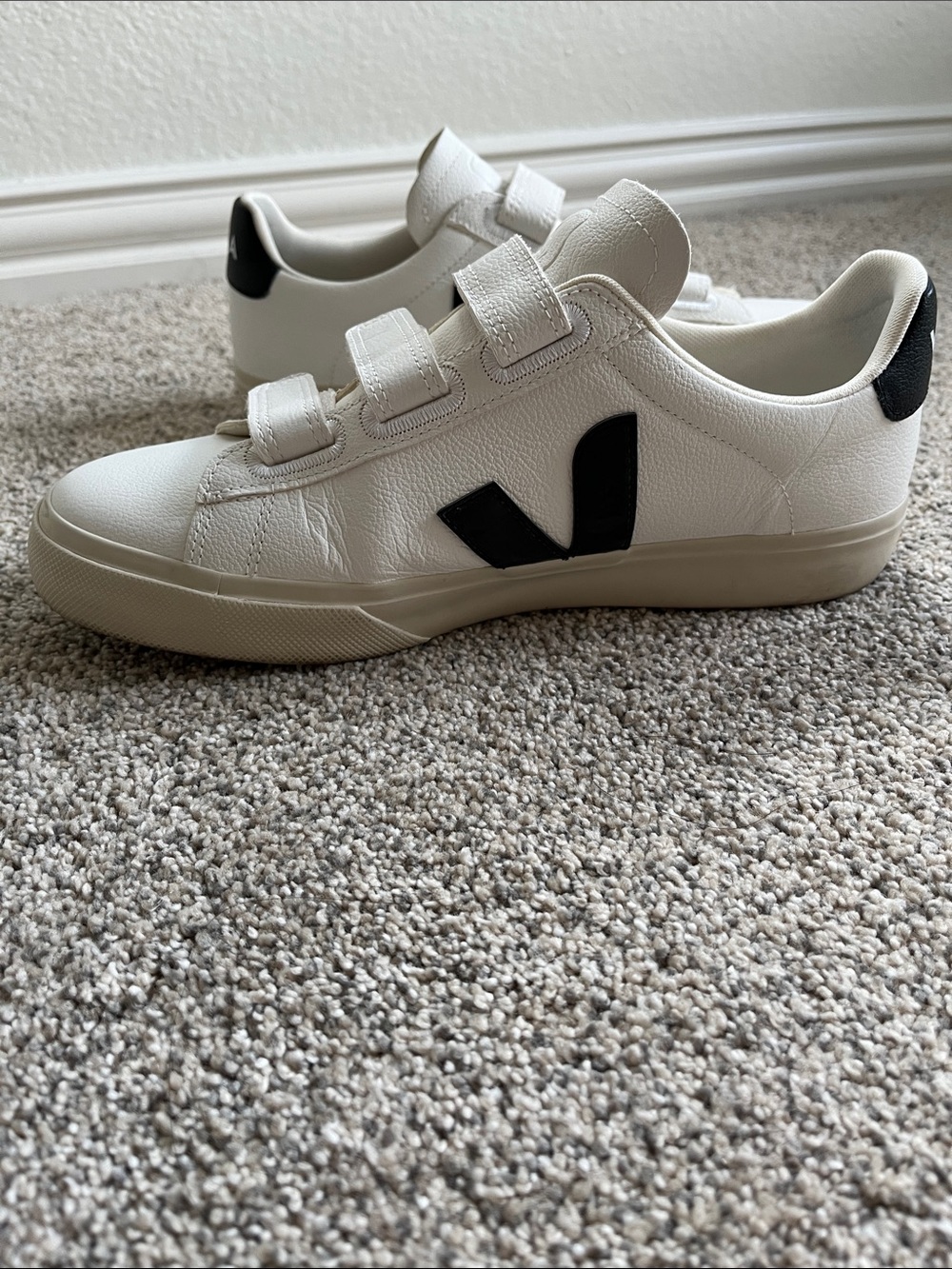 Veja White Sneakers with Black V - Triple Velcro Straps - Picture 3 of 8